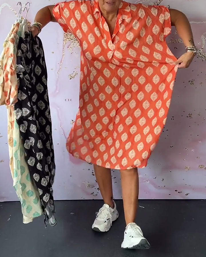 Liesel | Zomerjurk met reverskraag en korte mouwen