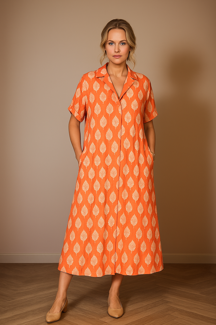 Liesel | Zomerjurk met reverskraag en korte mouwen