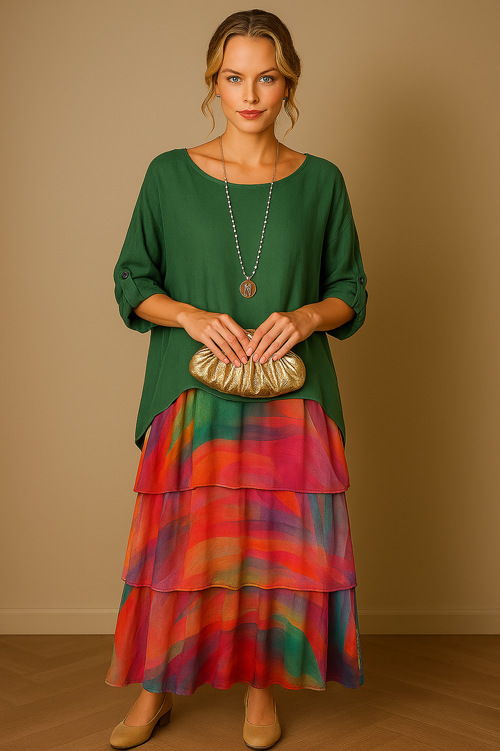 Dolores | Losse maxi jurk met ronde hals