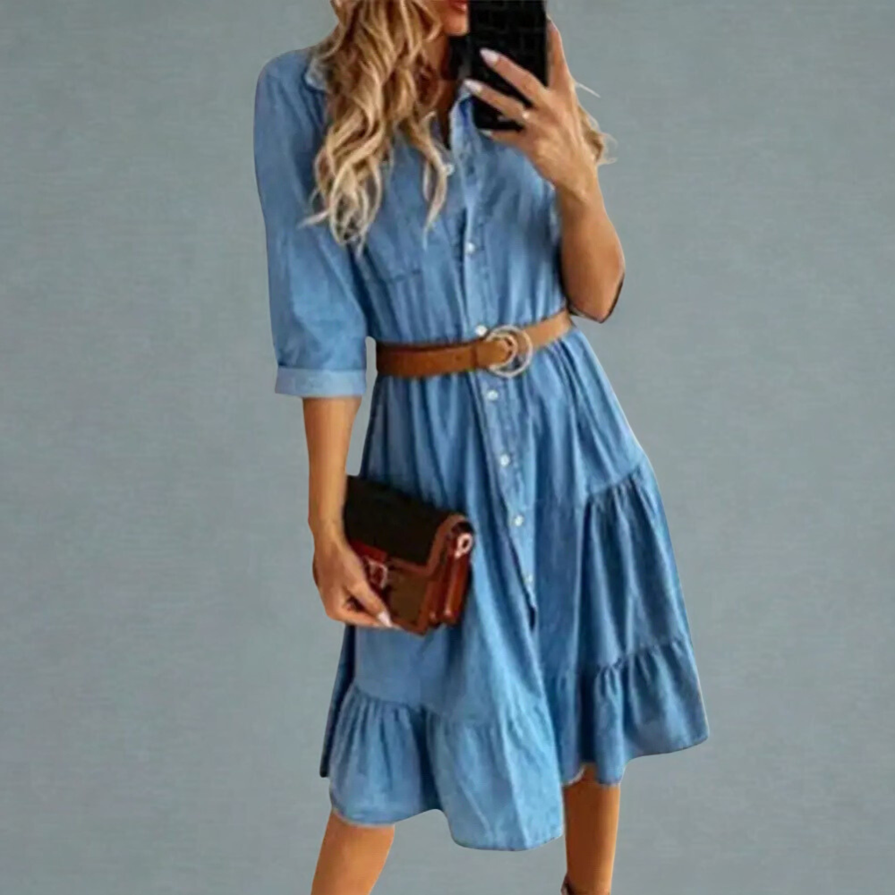 Jolie | Elegante lange jurk in jeanslook