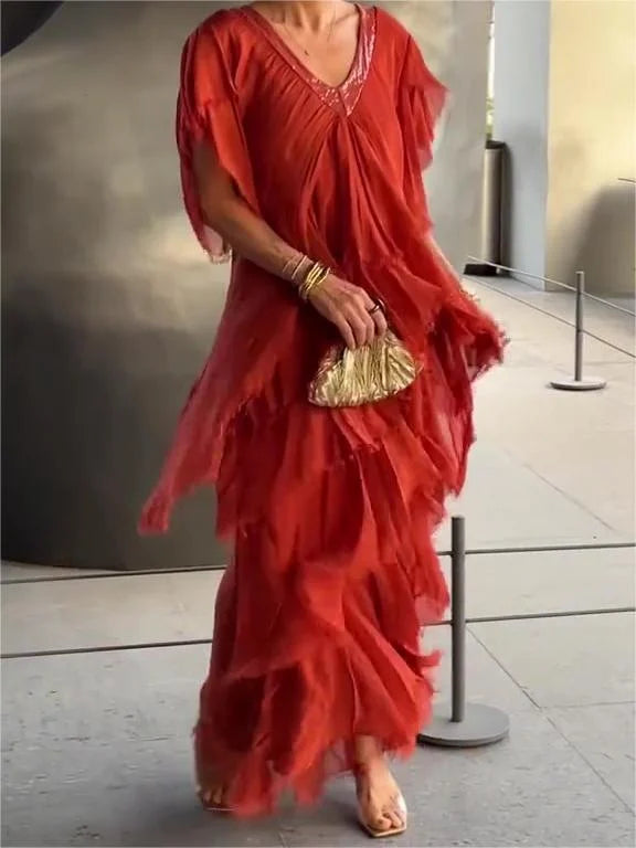 Audrey | Gelaagde vloeiende jurk