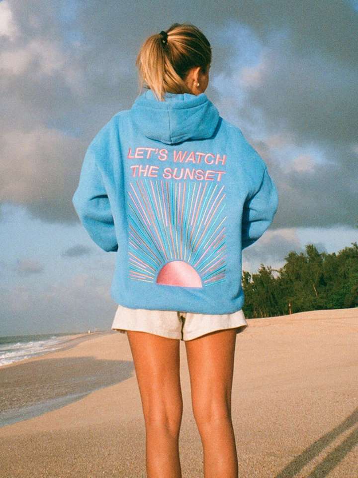 Ophelia | Relaxte hoodie met zonsondergang-print