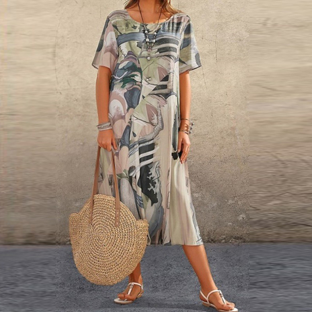 Serafina | Elegante midi-jurk met abstract print