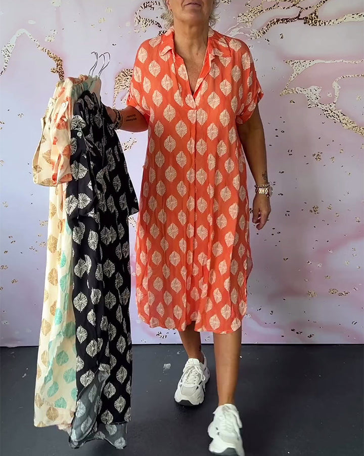 Liesel | Zomerjurk met reverskraag en korte mouwen