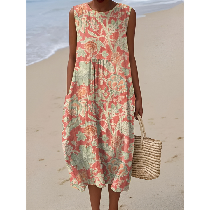 Elayna – Vintage Tuin Mouwloze Jurk