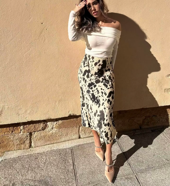 Calista | Trendy midi-rok met speelse print