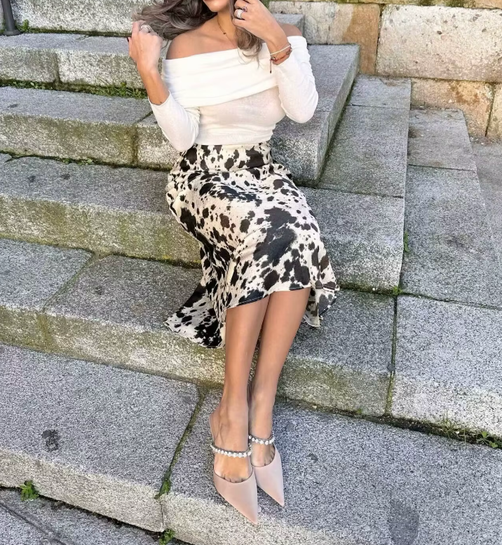 Calista | Trendy midi-rok met speelse print