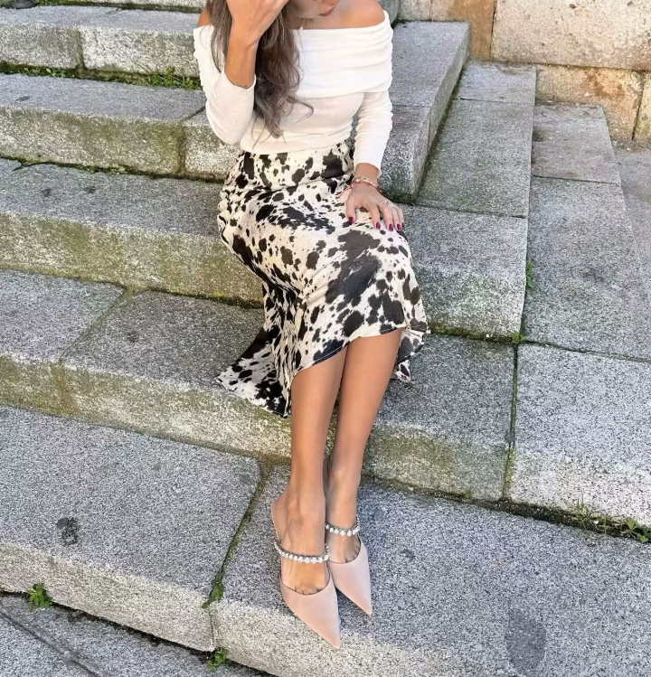 Calista | Trendy midi-rok met speelse print