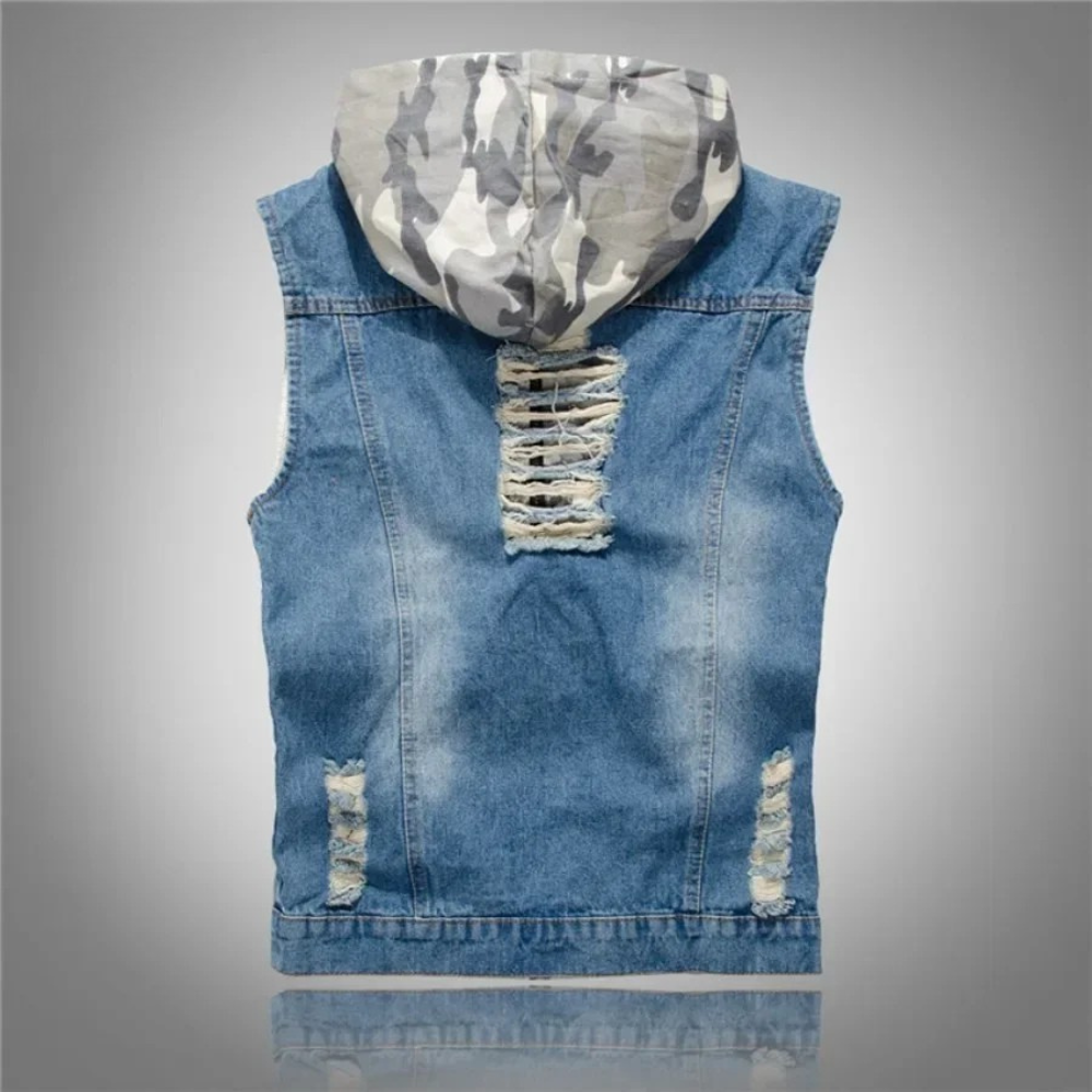 Jens | Denim vest met capuchon