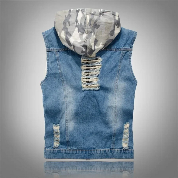 Jens | Denim vest met capuchon