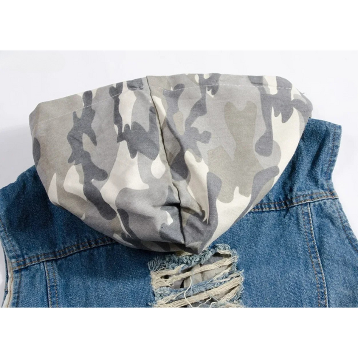 Jens | Denim vest met capuchon