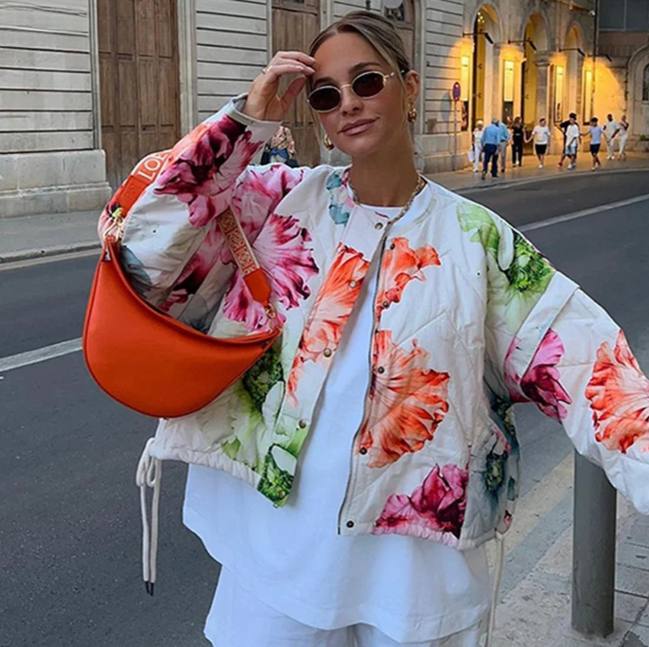 Diana | Trendy gewatteerd jack met bloemenprint