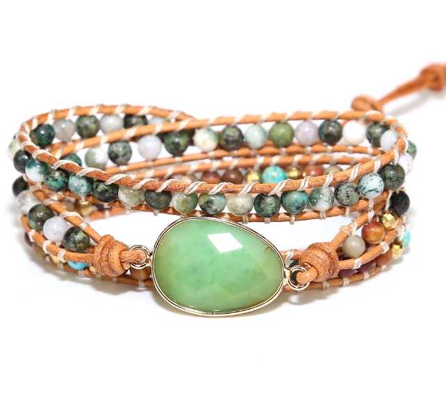 Cornelia | Groene Jaspis Wikkelarmband