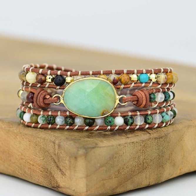 Cornelia | Groene Jaspis Wikkelarmband