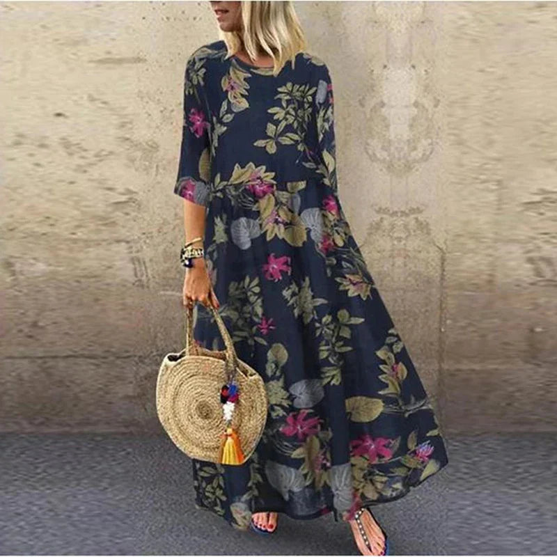 Denize | Chique maxi-jurk met bloemenprint