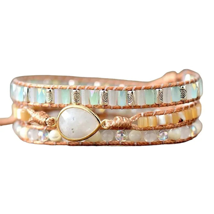 Lisa | Maansteen Druppel Wikkelarmband