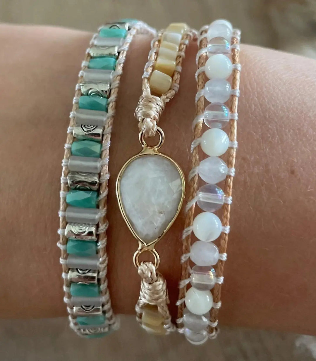 Lisa | Maansteen Druppel Wikkelarmband