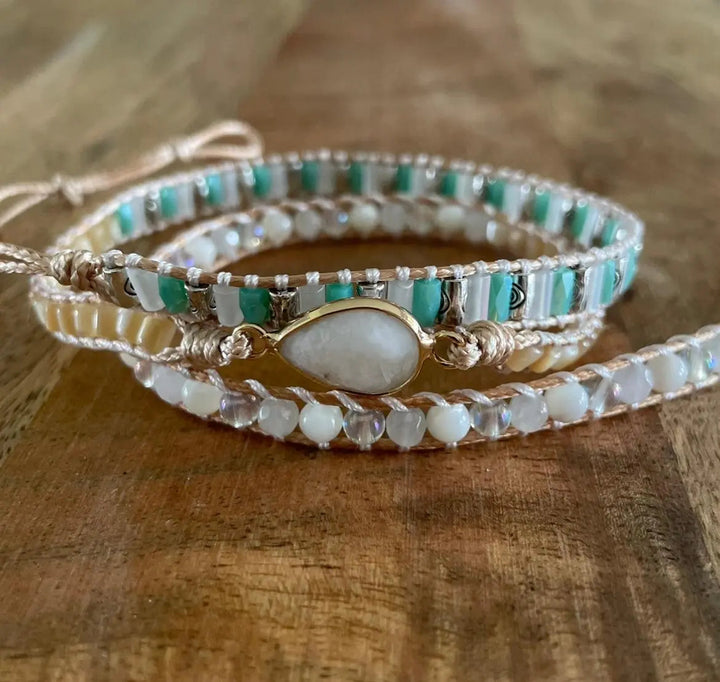 Lisa | Maansteen Druppel Wikkelarmband