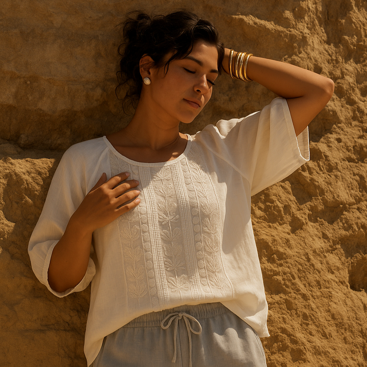 Noor | Chique blouse met linnen