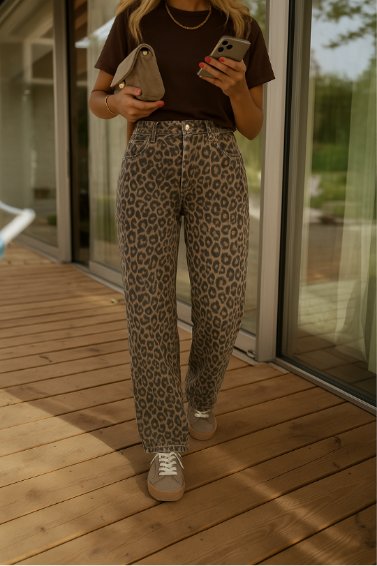Edina | Speelse leopard broek
