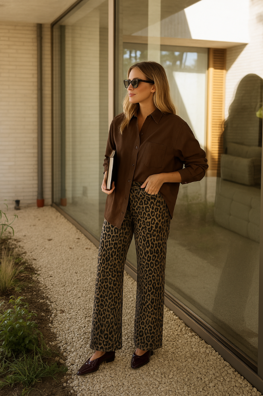 Edina | Speelse leopard broek
