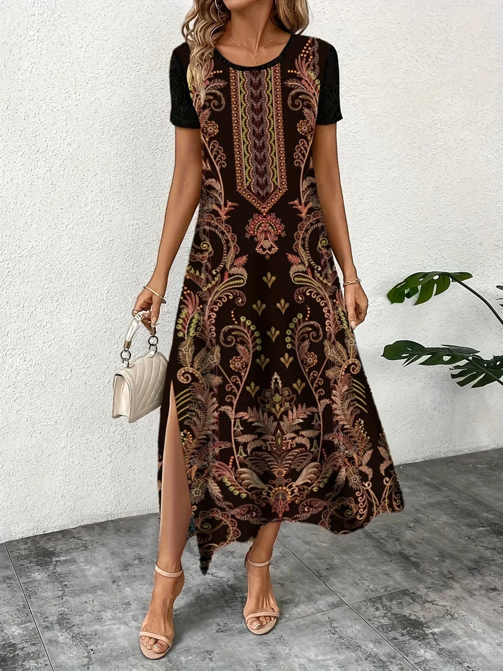 Ebony | Luchtige jurk met artistieke print