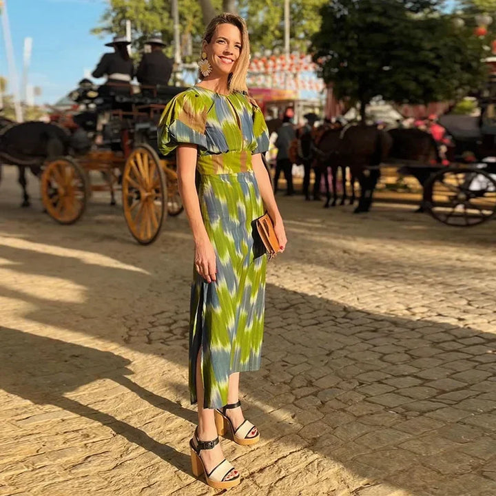 Natasha | Stijlvolle maxi-jurk met ballonmouwen