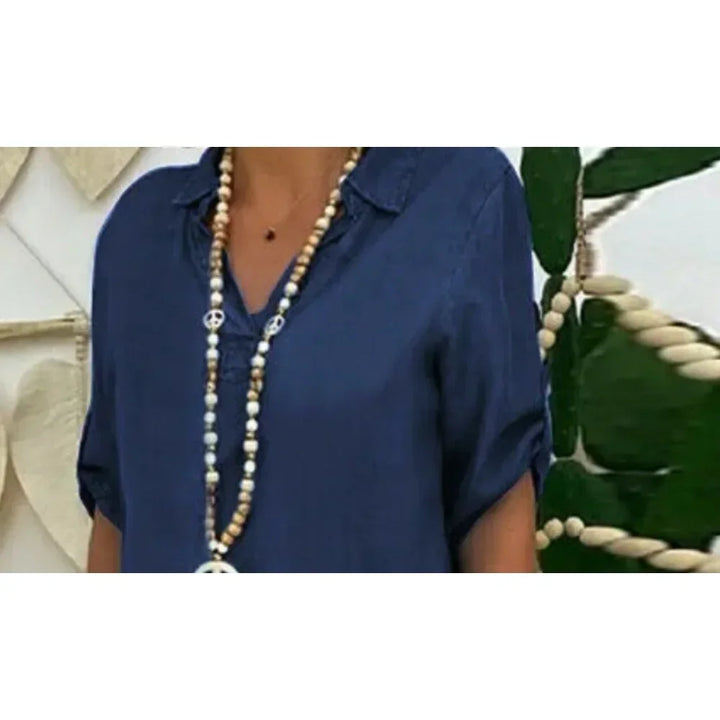 Lea | Lange jurk in jeanslook met zijsplit