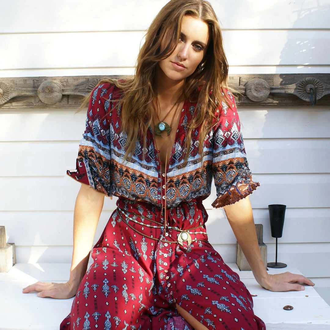 Mikaela | Bohemian jurk met maxi-look