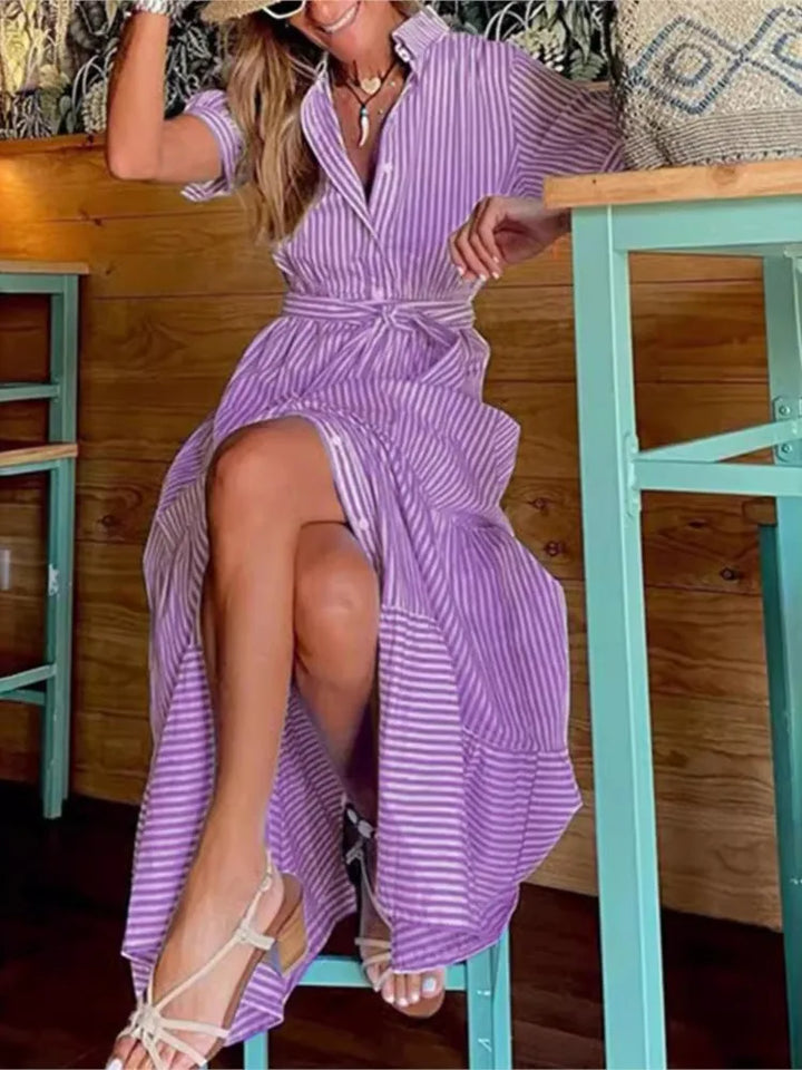 Janice | Stijlvolle gestreepte maxi-jurk