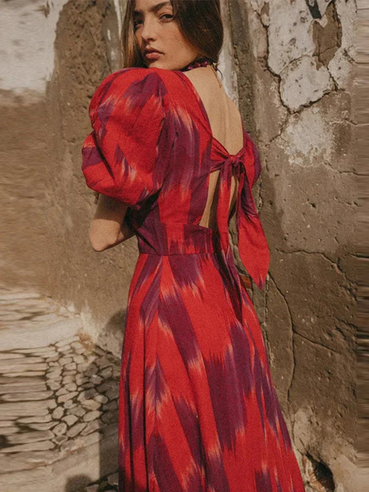 Natasha | Stijlvolle maxi-jurk met ballonmouwen