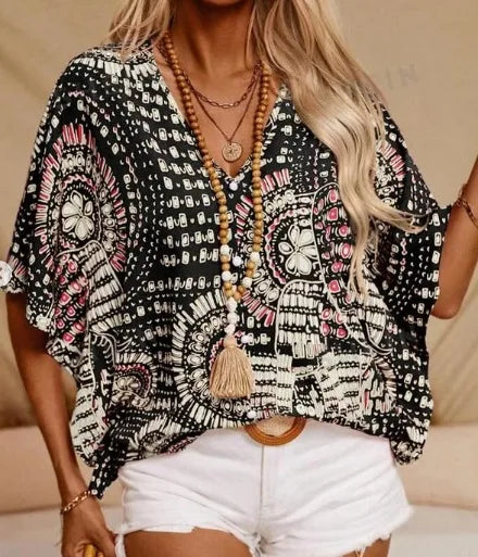 Ellaine | Boho blouse met levendige print