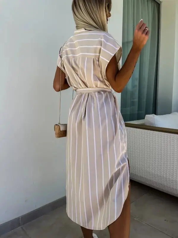 Shayla | Dames Gestreepte Midi Jurk