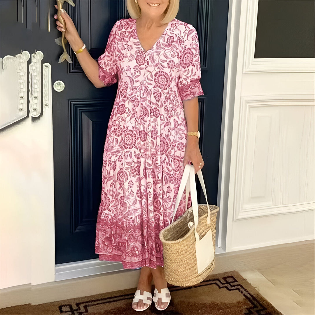Lucinda | Elegante maxi-jurk met bloemenprint