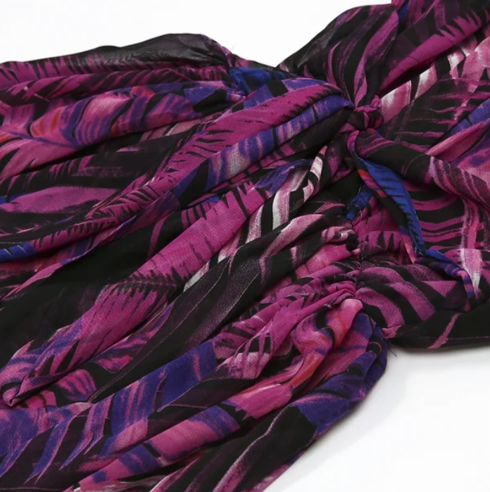 Evarine | Lange damesjurk met V-hals en ballonmouwen