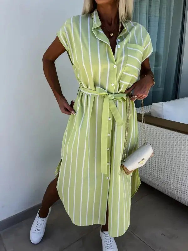 Shayla | Dames Gestreepte Midi Jurk