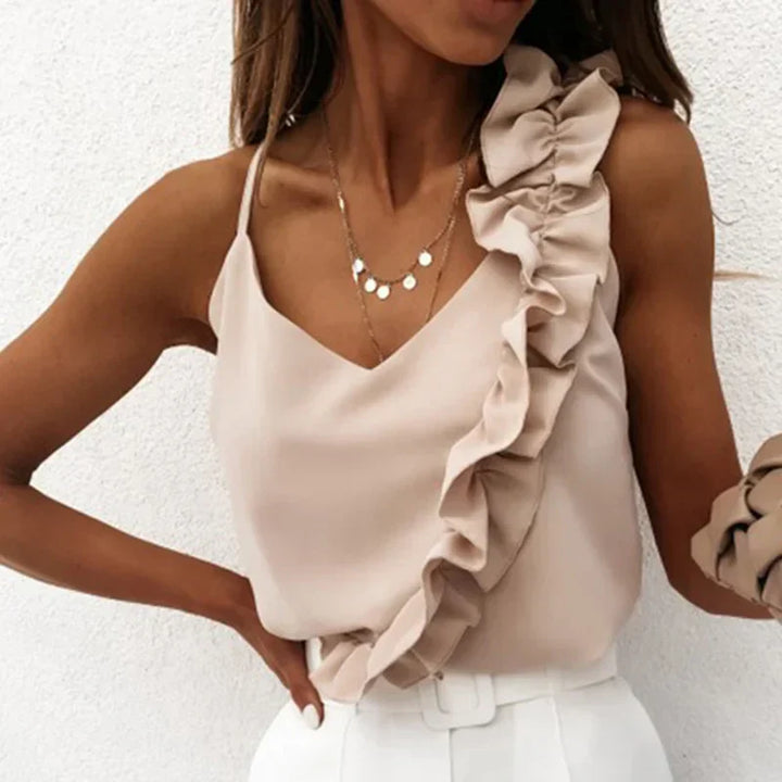 Sorelle | Elegante one-shoulder top met speelse ruches