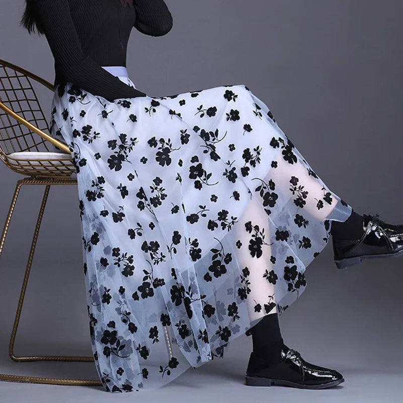 Odette | Elegante tule midi-rok met verfijnde bloemen