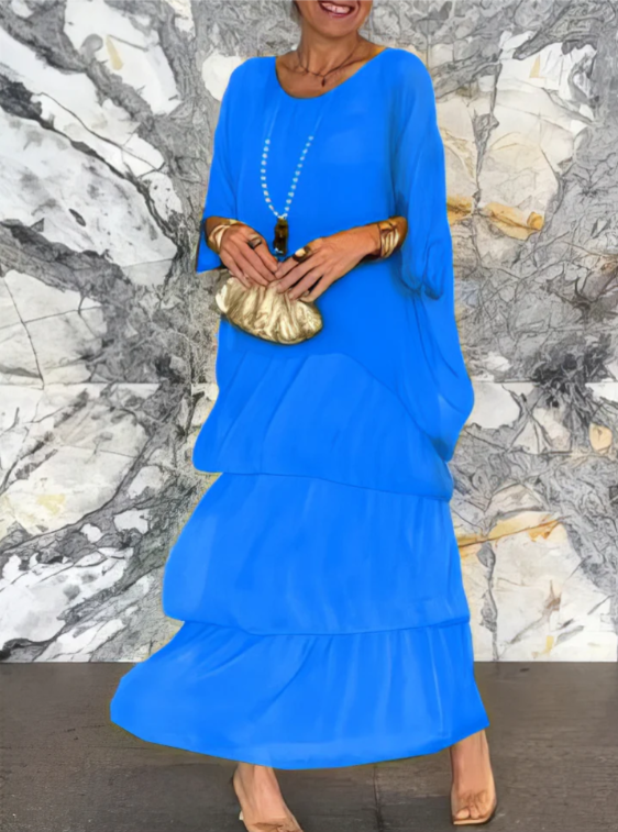 Dolores | Losse maxi jurk met ronde hals