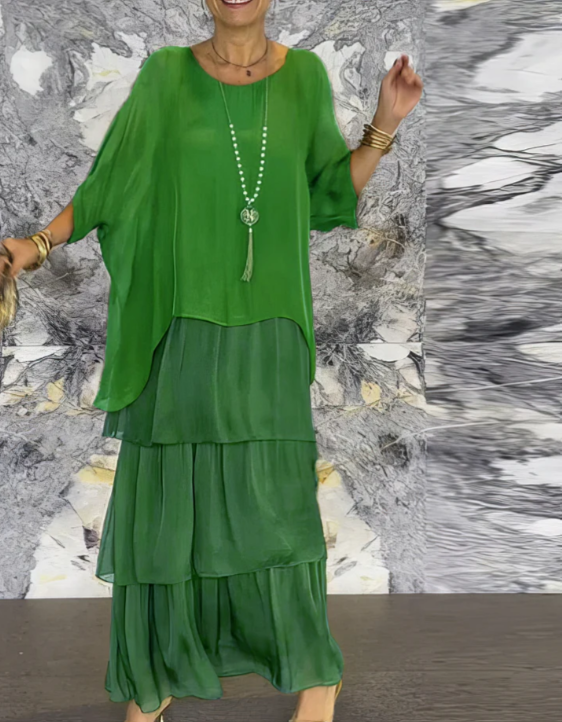 Dolores | Losse maxi jurk met ronde hals