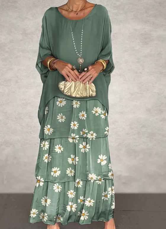 Dolores | Losse maxi jurk met ronde hals