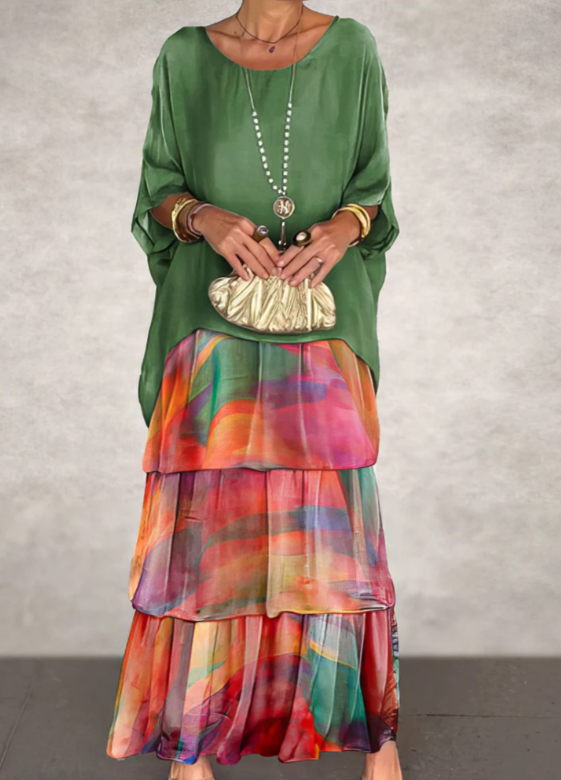 Dolores | Losse maxi jurk met ronde hals