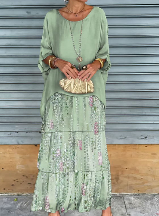 Dolores | Losse maxi jurk met ronde hals