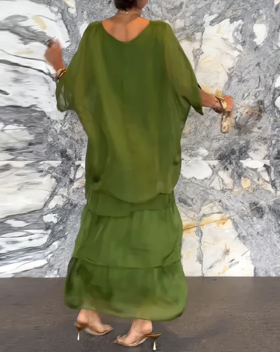 Dolores | Losse maxi jurk met ronde hals