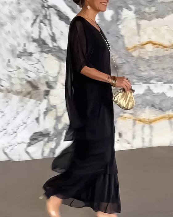 Dolores | Losse maxi jurk met ronde hals