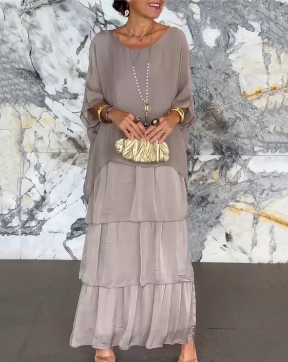 Dolores | Losse maxi jurk met ronde hals