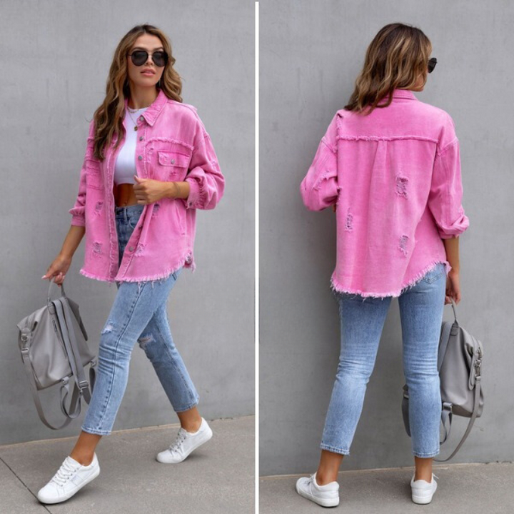 Natalia | Trendy ripped denim jack