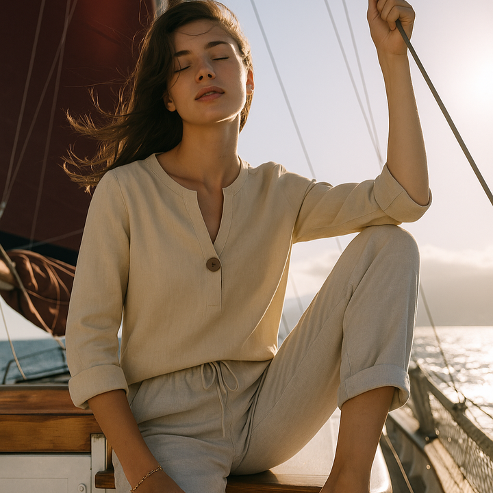 Yelena | Stijlvolle blouse met linnen