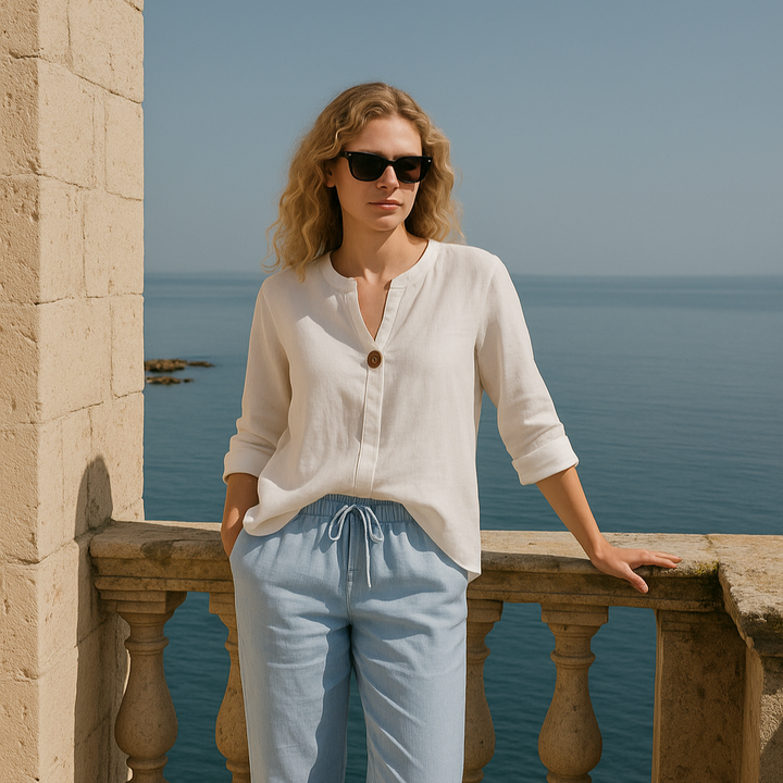 Yelena | Stijlvolle blouse met linnen