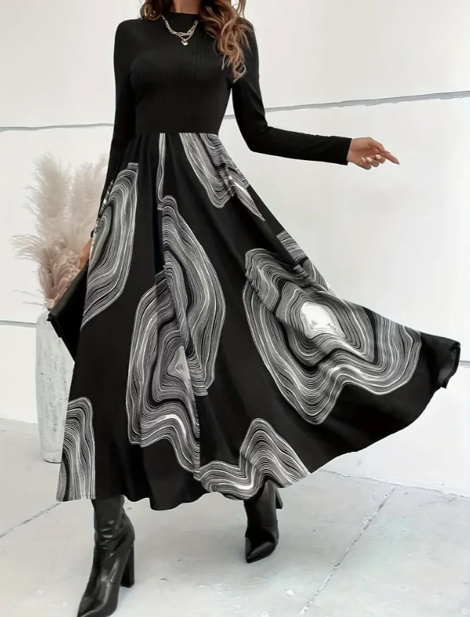 Sylvie | Elegante midi-rok met kunstzinnige print